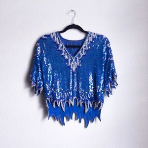 Streetwear 80s Sequin Rocker Sparkly Luxury Top
